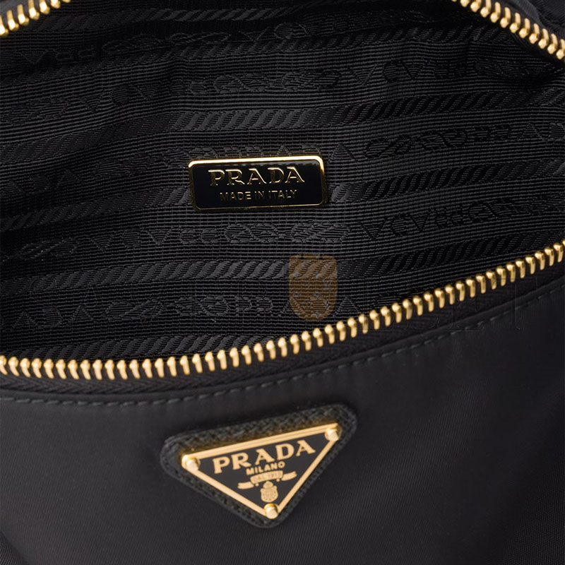 PRADA BLACK RE-NYLON AND SAFFIANO LEATHER BELT BAG 1BL046 (34*13cm)
